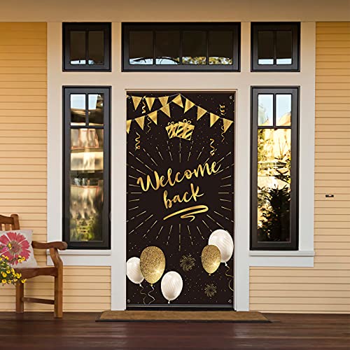 INNORU Welcome Back Door Banner Decoration, Homecoing Returning Party Large Door Cover Decor, Back Home, Retirement Party Photo Booth Backdrop Background Supplies