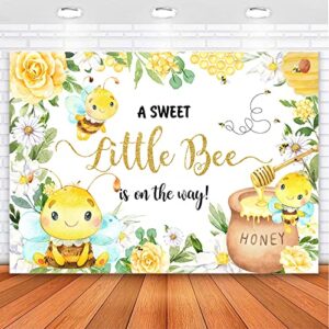 avezano a sweet little bee is on the way backdrop honeycomb bee baby shower background yellow flower sweet as can bee baby shower party decorations for girls photoshoot props (7×5)