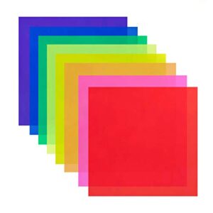 BANLTRE 8 Pieces 12 x 12-Inches Transparent Color Correction Lighting Gel Filter - Colored Gel Light Filter Plastic Sheet