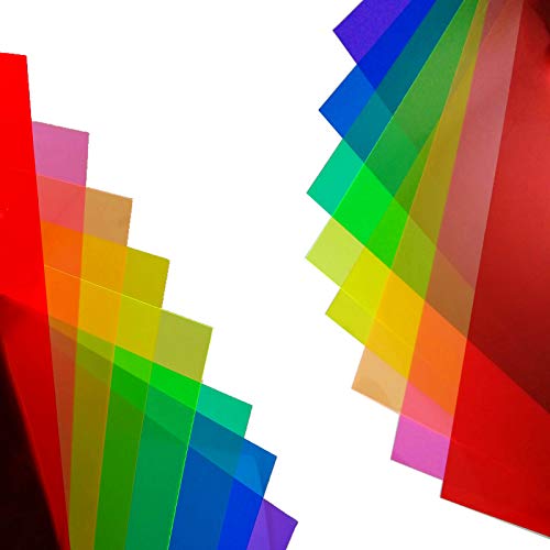 BANLTRE 8 Pieces 12 x 12-Inches Transparent Color Correction Lighting Gel Filter - Colored Gel Light Filter Plastic Sheet