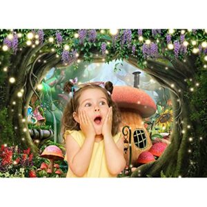 Ticuenicoa 7x5ft Cartoon Mushroom Backdrop Spring Enchanted Fairytale Forest Backdrops Kids Birthday Party Decorations Easter Supplies Children Newborn Wonderland Baby Shower Fantasy Banners