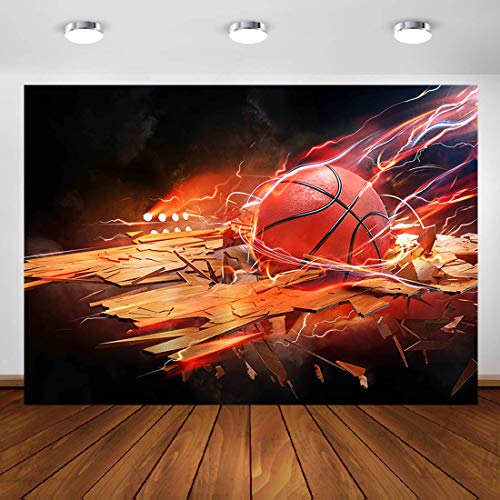 Basketball Flame Backdrop for Party Photography MEETSIOY Intense Basketball Breaks Through The Violent Basketball Aesthetics Background Basketball Fans Party Decorations Banner 7x5ft LSMT1243