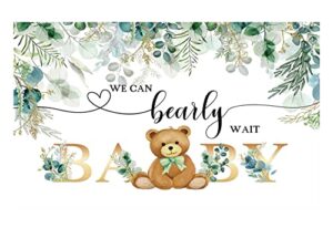 funnytree baby shower bear party backdrop photography background we can bearly wait watercolor leaves floral lovely cake table decoration photo booth props banner supplies