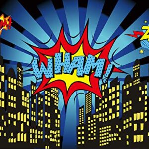 Superhero City Theme Photo Booth Birthday Party Decoration Supplies Background Studio Prop (7x5FT)