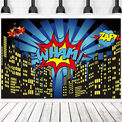 Superhero City Theme Photo Booth Birthday Party Decoration Supplies Background Studio Prop (7x5FT)