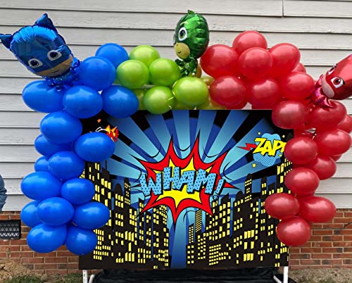 Superhero City Theme Photo Booth Birthday Party Decoration Supplies Background Studio Prop (7x5FT)