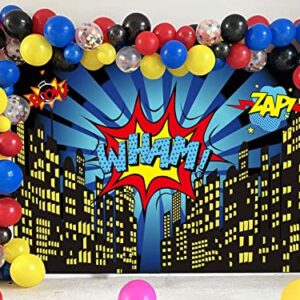 Superhero City Theme Photo Booth Birthday Party Decoration Supplies Background Studio Prop (7x5FT)