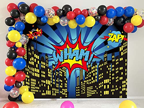 Superhero City Theme Photo Booth Birthday Party Decoration Supplies Background Studio Prop (7x5FT)