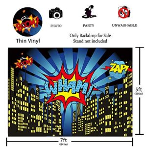 Superhero City Theme Photo Booth Birthday Party Decoration Supplies Background Studio Prop (7x5FT)