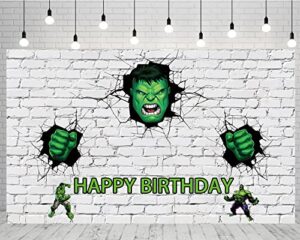 huio white brick wall backdrop for hulk theme birthday party supplies 5x3ft hulk superhero theme baby shower banner for birthday one size