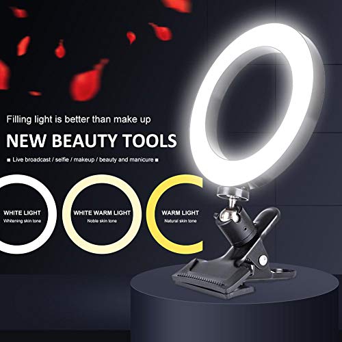 SALTOUSA Video Conference Lighting Kit,6.3 inch Selfie Ring Light,Video Conferencing,Remote Working,Zoom Call Lighting,Self Broadcasting and Live Streaming,YouTube Video,TikTok,Black-A