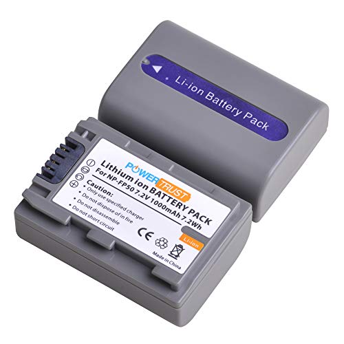 PowerTrust 1-Pack NP-FP50 NPFP50 Battery + LED USB Charger for Sony NP-FP30 DCR-DVD103, DCR-DVD105, DCR-DVD203, DCR-DVD205, DCR-DVD305, DCR-DVD92, DCR-HC20, DCR-HC21, DCR-HC26, DCR-HC30 Batteries