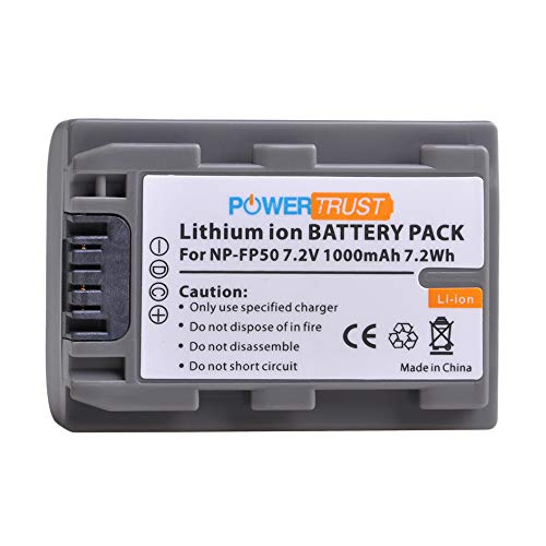 PowerTrust 1-Pack NP-FP50 NPFP50 Battery + LED USB Charger for Sony NP-FP30 DCR-DVD103, DCR-DVD105, DCR-DVD203, DCR-DVD205, DCR-DVD305, DCR-DVD92, DCR-HC20, DCR-HC21, DCR-HC26, DCR-HC30 Batteries