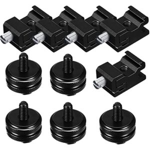 10pcs 1/4 inch cold shoe mount adapter and hot shoe flash stand adapter kit for dslr camera rig, camera flash shoe mounts for light tripod