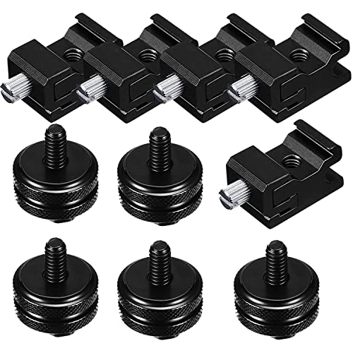 10pcs 1/4 Inch Cold Shoe Mount Adapter and Hot Shoe Flash Stand Adapter Kit for DSLR Camera Rig, Camera Flash Shoe Mounts for Light Tripod