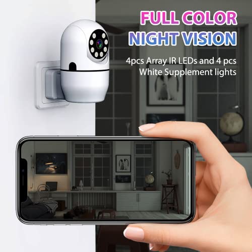 EVERSECU 1080P 2MP Wireless PTZ Security Camera Plugged Into The Power outlets & Play, Humanoid Auto Tracking, 2 Way Audio, Spotlight Color Night Vision, Tuya Smart Life App