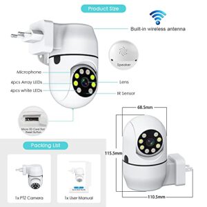 EVERSECU 1080P 2MP Wireless PTZ Security Camera Plugged Into The Power outlets & Play, Humanoid Auto Tracking, 2 Way Audio, Spotlight Color Night Vision, Tuya Smart Life App