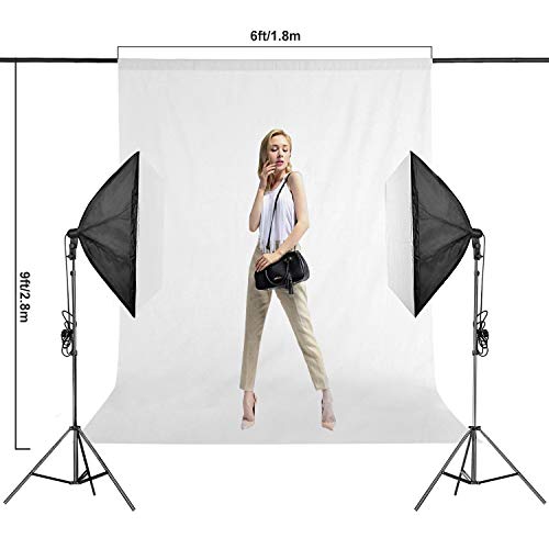 EMART 6x9ft Photography Backdrop White Backdrop for Photoshoot [Muslin 100% Cotton], Photo Video Studio White Back Drop with 4 Clips for Photography Background Screen, Party Backdrop Curtains