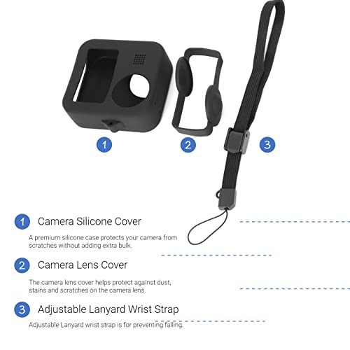 Camera Silicone Cover, Soft Silicone Lens Cover Housing, Silicon Lens Cap Protective Cover Case Replacement Accessories with Adjustable Lanyard, for Max Camera Body