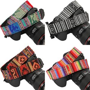 saintrygo 4 pieces woven vintage camera strap for all dslr slr camera universal neck shoulder strap for men women photographers, 4 styles