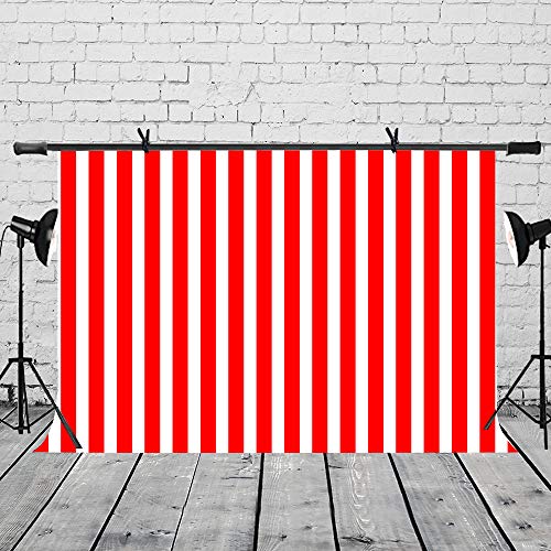 LYLYCTY 7x5 Birthady Backdrop Movie Theater Themed Party Decorations Big Top Circus Theme Party Supplies Banner Red and White Striped Background LYZY0503