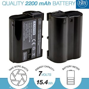 BM Premium EN-EL15B Battery and Battery Charger for Nikon Z6, Z7, D780, D850, D7500, 1 V1, D500, D600, D610, D750, D800, D800E, D810, D810A, D7000, D7100, D7200 Digital Cameras