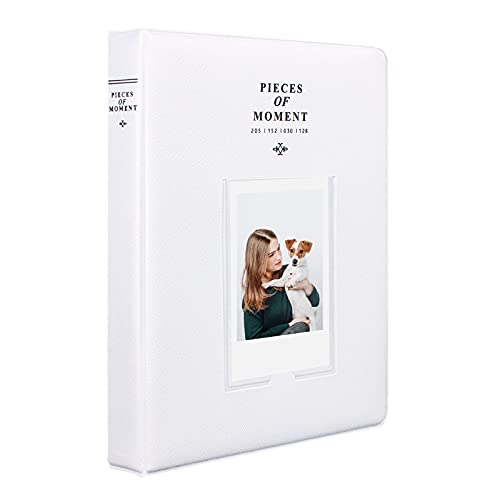 128 Pockets Mini Photo Album for Fujifilm Instax Mini 70 7s 8 8+ 9 11 25 50s 90, Polaroid Z2300, Polaroid PIC-300P Film Instant Camera & Name Card (Smokey White)