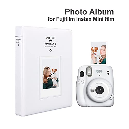 128 Pockets Mini Photo Album for Fujifilm Instax Mini 70 7s 8 8+ 9 11 25 50s 90, Polaroid Z2300, Polaroid PIC-300P Film Instant Camera & Name Card (Smokey White)