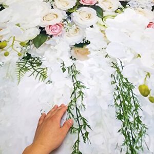 8x6ft Bridal Shower Large Wedding Floral Wall Backdrop PC Print White and Green Wisteria Rose Flowers Dessert Table Photo Booth for Photography XT-6749