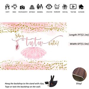 Lofaris 7x5ft Tutu Cute Backdrop for Girls Baby Shower Photography Background Golden Dots Girls Birthday Party Decorations Banner Blush Pink Glitter Ballet Shoes Tutu Photo Booth Props