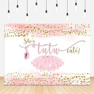 Lofaris 7x5ft Tutu Cute Backdrop for Girls Baby Shower Photography Background Golden Dots Girls Birthday Party Decorations Banner Blush Pink Glitter Ballet Shoes Tutu Photo Booth Props