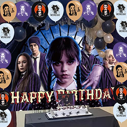 Wednesday Addams Party Banner,Wednesday Addams Backdrop 7x5 Wednesday Addams Background Addams Themed Backdrops for Party Supplies Addams Background Birthday