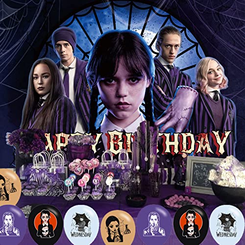 Wednesday Addams Party Banner,Wednesday Addams Backdrop 7x5 Wednesday Addams Background Addams Themed Backdrops for Party Supplies Addams Background Birthday