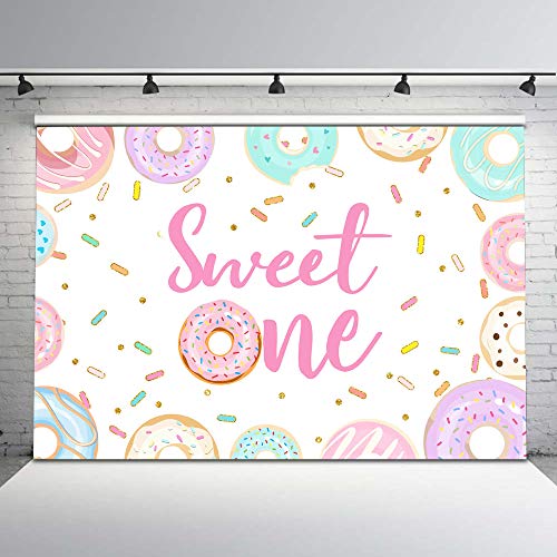 Avezano Donut Sweet One Backdrop Doughnut First Birthday Party Background 7x5ft Sprinkles Confetti Donuts 1st Birthday Photo Booth Banner Cake Table Decorations for Girls