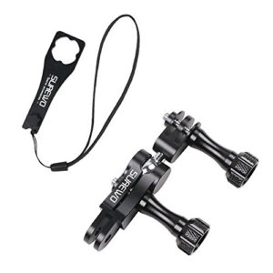 surewo dual rotating extension arm mount compatible with gopro hero 11 10 9 8 7 6 5 black,dji osmo action 2,akaso,campark and more (black)