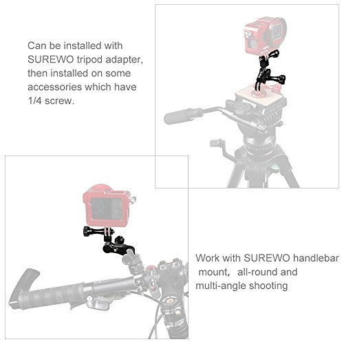SUREWO Dual Rotating Extension Arm Mount Compatible with GoPro Hero 11 10 9 8 7 6 5 Black,DJI Osmo Action 2,AKASO,Campark and More (Black)