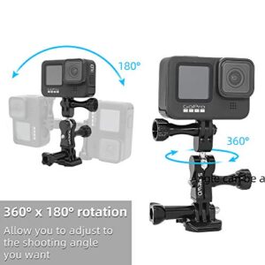 SUREWO Dual Rotating Extension Arm Mount Compatible with GoPro Hero 11 10 9 8 7 6 5 Black,DJI Osmo Action 2,AKASO,Campark and More (Black)