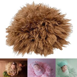 yeptame newborn photography props wool mats baby photography basket filler infant posing props sofa flokati blanket for newborn bed chair 100% genuine wool