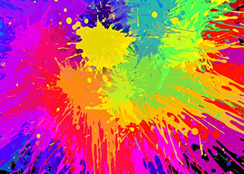 PHMOJEN Colorful Paint Splash Backdrop Abstract Graffiti Style Photography Background Hip Hop 80's 90's Theme Vinyl 7x5ft Banner Photo Studio Props WQPH651