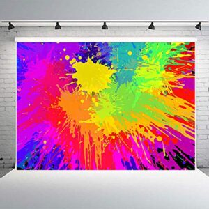 PHMOJEN Colorful Paint Splash Backdrop Abstract Graffiti Style Photography Background Hip Hop 80's 90's Theme Vinyl 7x5ft Banner Photo Studio Props WQPH651