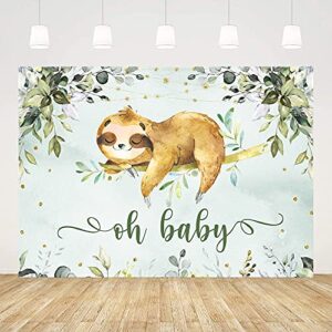 ticuenicoa 5x3ft sloth baby shower backdrop oh baby backdrops for babyshower party green leaves jungle animals photo background for photography kids birthday cake table decoration gender reveal favors