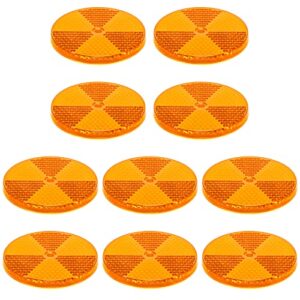 10 pack front reflector round reflector for driveway fence gate posts trailers safety reflectors automobiles boats mailboxes reflector with center mounting hole (yellow)