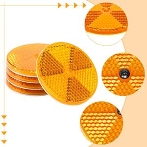 10 Pack Front Reflector Round Reflector for Driveway Fence Gate Posts Trailers Safety Reflectors Automobiles Boats Mailboxes Reflector with Center Mounting Hole (Yellow)