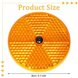 10 Pack Front Reflector Round Reflector for Driveway Fence Gate Posts Trailers Safety Reflectors Automobiles Boats Mailboxes Reflector with Center Mounting Hole (Yellow)