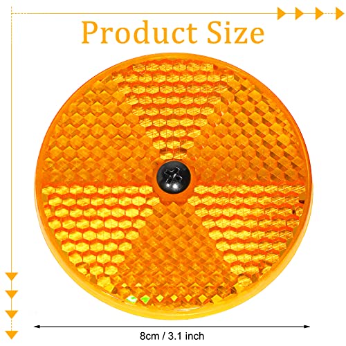 10 Pack Front Reflector Round Reflector for Driveway Fence Gate Posts Trailers Safety Reflectors Automobiles Boats Mailboxes Reflector with Center Mounting Hole (Yellow)