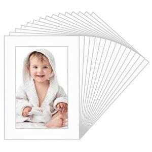 abeillo 15 pack white pre-cut 5×7 picture mat, acid-free, frame mattes for 4×6 pictures display photo frame mat with core bevel cut mat board show kit for photos, prints, artworks