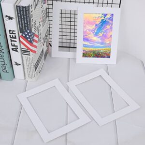 Abeillo 15 Pack White Pre-Cut 5x7 Picture Mat, Acid-Free, Frame Mattes for 4x6 Pictures Display Photo Frame Mat with Core Bevel Cut Mat Board Show Kit for Photos, Prints, Artworks