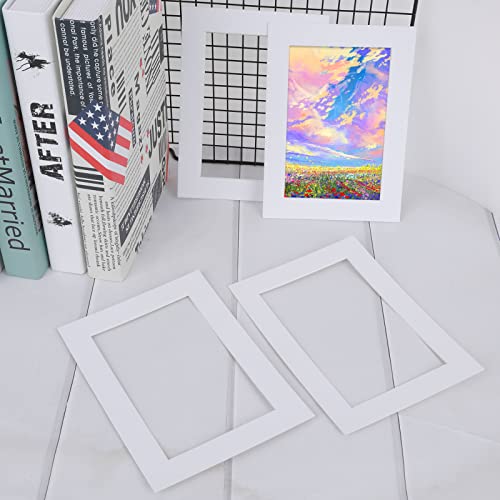 Abeillo 15 Pack White Pre-Cut 5x7 Picture Mat, Acid-Free, Frame Mattes for 4x6 Pictures Display Photo Frame Mat with Core Bevel Cut Mat Board Show Kit for Photos, Prints, Artworks