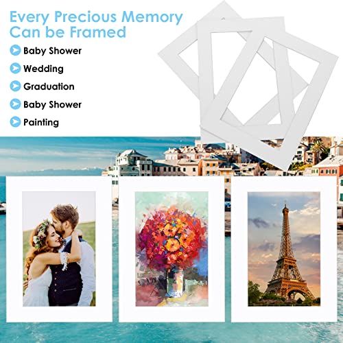 Abeillo 15 Pack White Pre-Cut 5x7 Picture Mat, Acid-Free, Frame Mattes for 4x6 Pictures Display Photo Frame Mat with Core Bevel Cut Mat Board Show Kit for Photos, Prints, Artworks