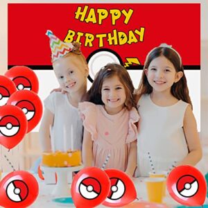 Poke Party Supplies-33pcs Poke Latex Balloons,Poke Foil Balloons and Poke Backdrop for Poke Birthday Party Decorations